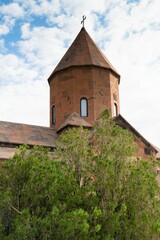 Fototapeta na wymiar Armenia, Khor Virap, September 2022. View of the tower of the old Armenian monastery.