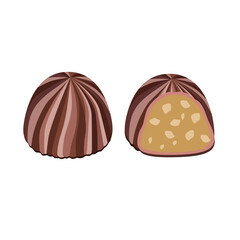 Chocolates,whole,in a slice,isolated on a white background.Vector illustration of dessert.