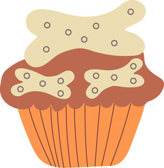 PNG cartoon hand drawn cake with bones halloween icon.