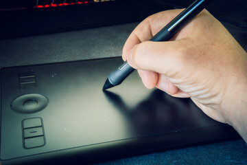 Man using a graphic tablet