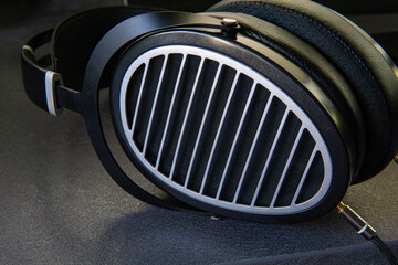 A pair of headphones lying on the table