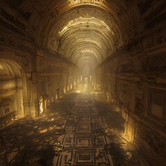 Obraz premium 3d Illustration of Mistery catacombs,ancient corridors, leading to nowhere. High quality illustration