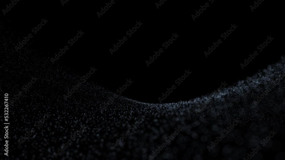 Poster looped 3d particles travel slow motion copy space animation background.