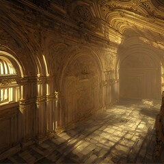 3d Illustration of Mistery catacombs,ancient corridors, leading to nowhere. High quality illustration