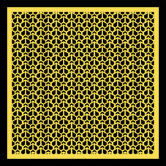 Decorative card for cutting. Linear square geometric mosaic pattern. Laser cut. Cnc cut.	