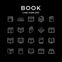 Set line icons of book
