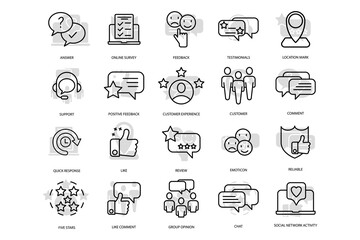 Feedback icons set. Set of editable stroke icons. Vector set of Feedback