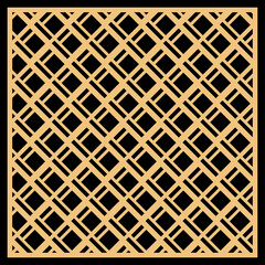 Decorative card for cutting. Linear square geometric mosaic pattern. Laser cut. Cnc cut.	