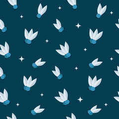 Seamless pattern with Holly. Christmas pattern with cute elements. Vector illustration in flat style, beautiful Christmas plants