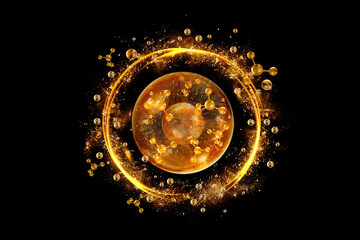 gold molecule and chromosome background