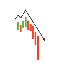 Bear Market, Stock Market, Stock Market Exchange, Recession, Stock Market Crash, Economy, Money Sign Arrow Bar Graph Icon Vector Illustration Background