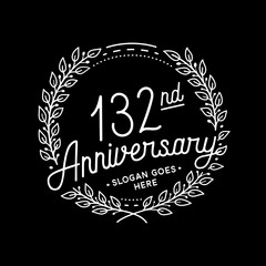 132 years anniversary celebrations design template. 132nd logo. Vector and illustrations. 