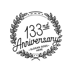 133 years anniversary celebrations design template. 133rd logo. Vector and illustrations. 