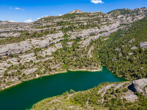 Margalef reservoir in Monsant nature park, Catalonia, spain