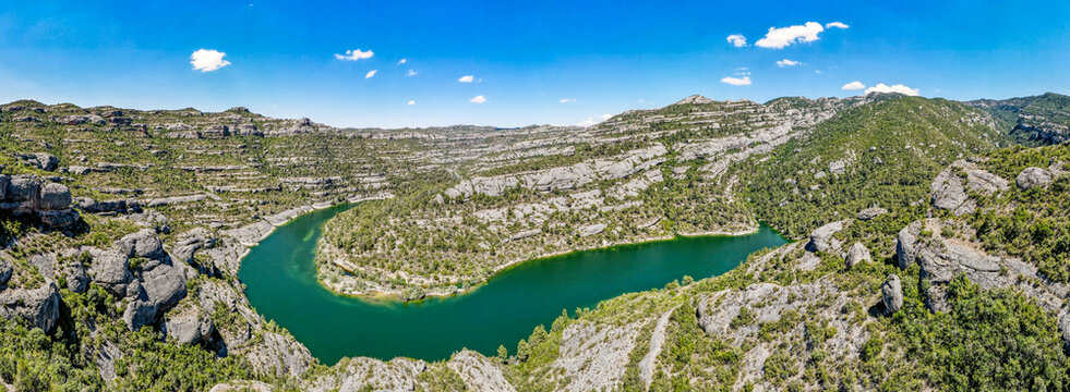 Margalef reservoir in Monsant nature park, Catalonia, spain