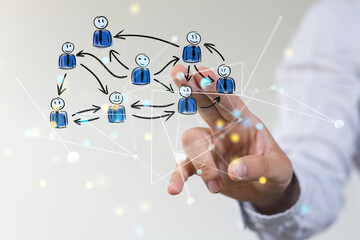 Abstract technology group and data 3d