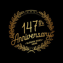 147 years anniversary celebrations design template. 147th logo. Vector and illustrations. 