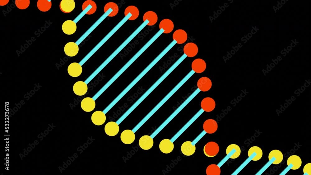 Poster simple animation of moving dna. design. beautiful rotating dna structure of lines and dots. colorful