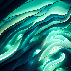 Abstract Green and Blue Swoosh Shapes, Wallpaper Illustration
