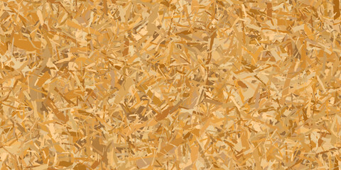 Seamless pattern of OSB building panels from wooden chips. Plywood vector texture. Oriented particle board background. Sheet of fibreboard with fragments of compressed sawdust.