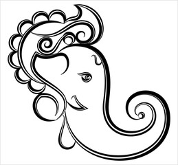 Ganesha The Lord Of Wisdom Calligraphic Style M_2209005