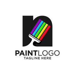 Letter N Paint Logo Design Template Inspiration, Vector Illustration.
