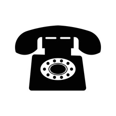 Office old dial telephone icon | Black Vector illustration |