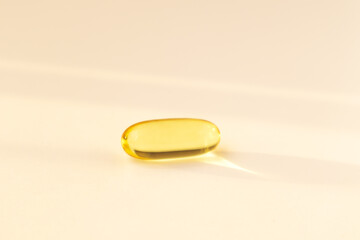 Fish oil pills. Omega 3 gel capsules on white background