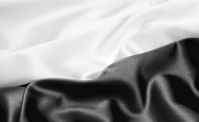 Fototapeta na wymiar white and black satin fabric for background