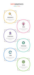Vertical infographic design with icons and 6 options or steps. Thin line. Infographics business concept. Can be used for info graphics, flow charts, presentations, mobile web sites, printed materials.