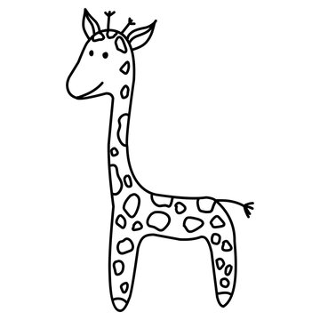 cute giraffe illustration. Hand-drawn doodles illustration. Line art. Icon