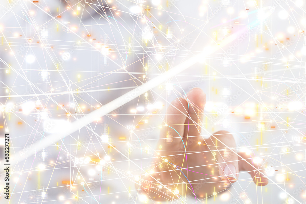 Poster neural network 3d illustration. big data and cybersecurity