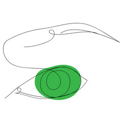 Green eye. One continuous line drawing of eye minimalistic linear sketch. Abstract poster with minimal eye. One line drawing style.  Continuous line.