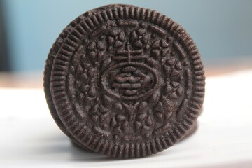 black circle biscuits on a plate