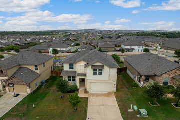 Fototapeta na wymiar An aerial view of a neighborhood 