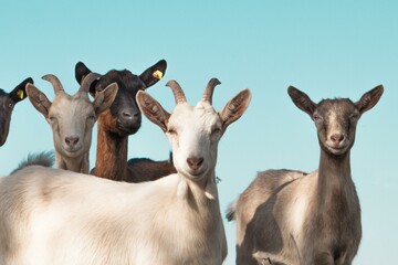 Outdoor goat farm in village