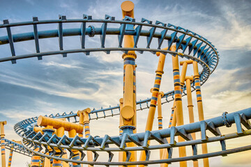 Blue and yellow rollercoaster 