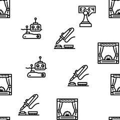 Kids Club Hobby Funny Occupation vector seamless pattern thin line illustration