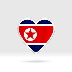 Heart from North Korea flag. Silver button star and flag template. Easy editing and vector in groups. National flag vector illustration on white background.