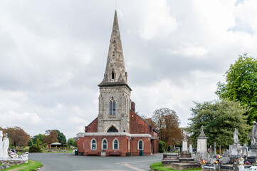 Fototapeta na wymiar London, England, UK - September 11, 2022: Manor Park Cemetery & Crematorium has two chapels, one for burial services and one for cremation services in Manor Park, East London