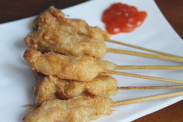 Sempolan or sempol is a kind of fried food made from tapioca flour.  The name sempol is taken from the place where this snack comes from a village in Malang Regency, East Java Province