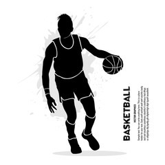Basketball player silhouette with ball isolated on white background © Musa Studio