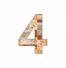 Number 4 - Four digit on rustic tile background