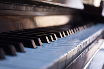 A close-up shot of a piano