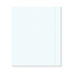 Realistic illustration of blank notebook sheet of square paper. White squared paper sheet background. Stock royalty free illustration