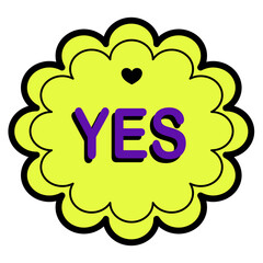 Cool Retro Stickers Vector Design. Acid Cool trendy retro stickers with lettering YES,  patches with different phrases. Funky, hipster retrowave stickers.