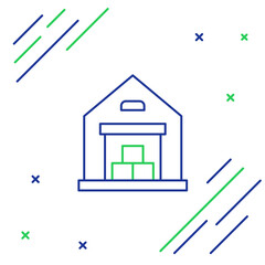 Line Warehouse icon isolated on white background. Colorful outline concept. Vector