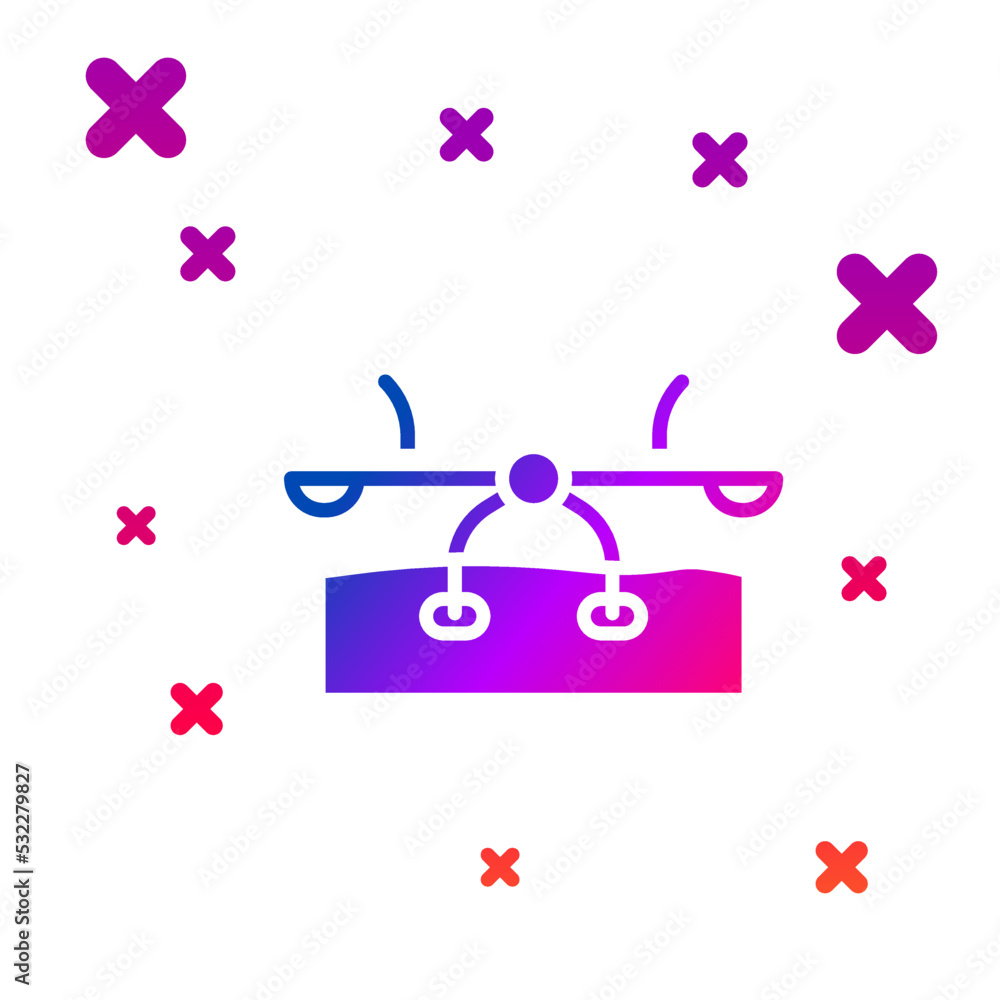 Poster color seesaw icon isolated on white background. teeter equal board. playground symbol. gradient rand