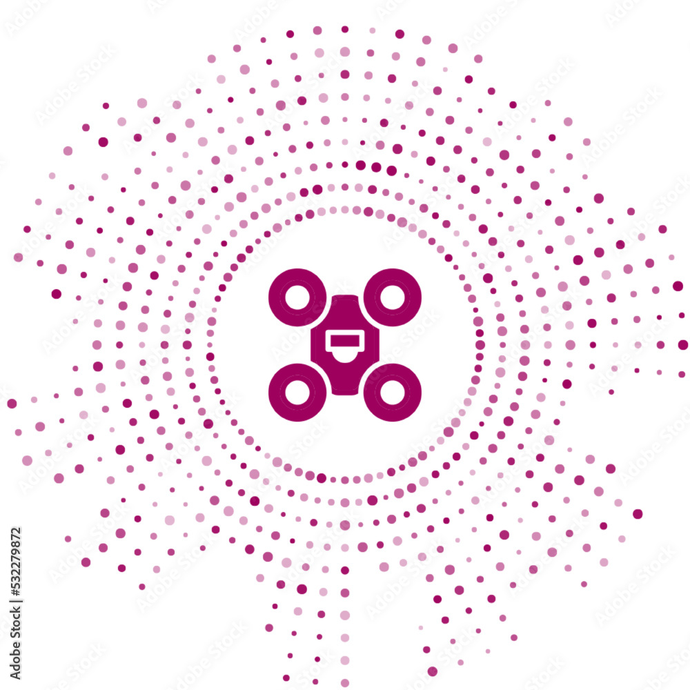 Poster purple drone flying icon isolated on white background. quadrocopter with video and photo camera symb