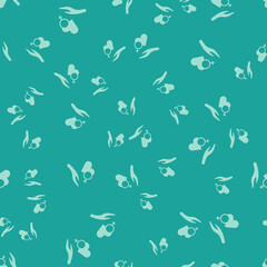 Green Heart with female gender symbol icon isolated seamless pattern on green background. Venus symbol. The symbol for a female organism or woman. Vector